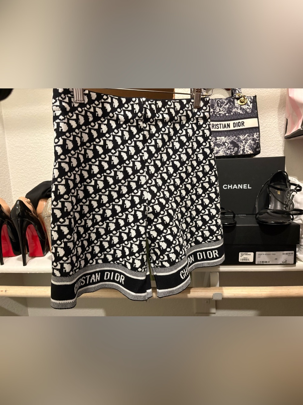 Christian Dior Black & White Logo Knit Shorts